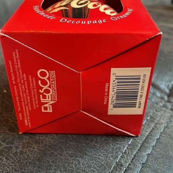 5/$25 Vintage Coca Cola Ornament Handmade Decoupage 1993 bottle 3” ball with bow - Picture 5 of 10